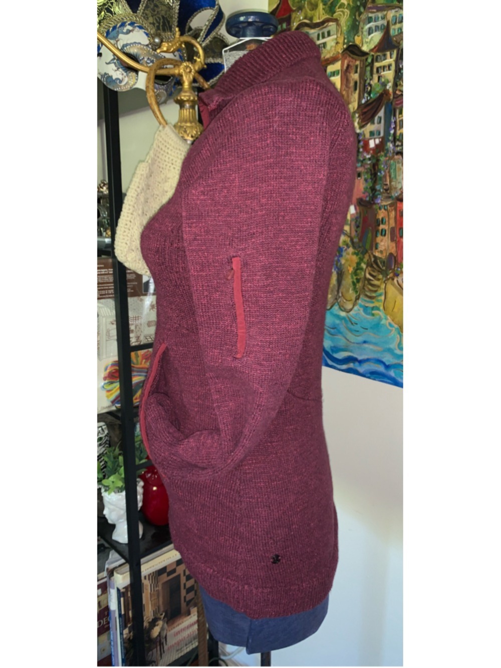 Women's lululemon summit stride Burgundy Quarter-Zip Knit Sweater, Size S - Picture 3 of 14